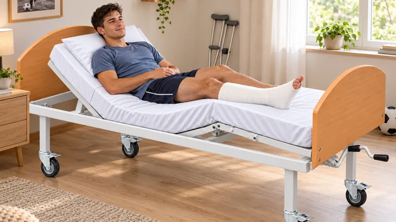 Cama articulada manual num quarto